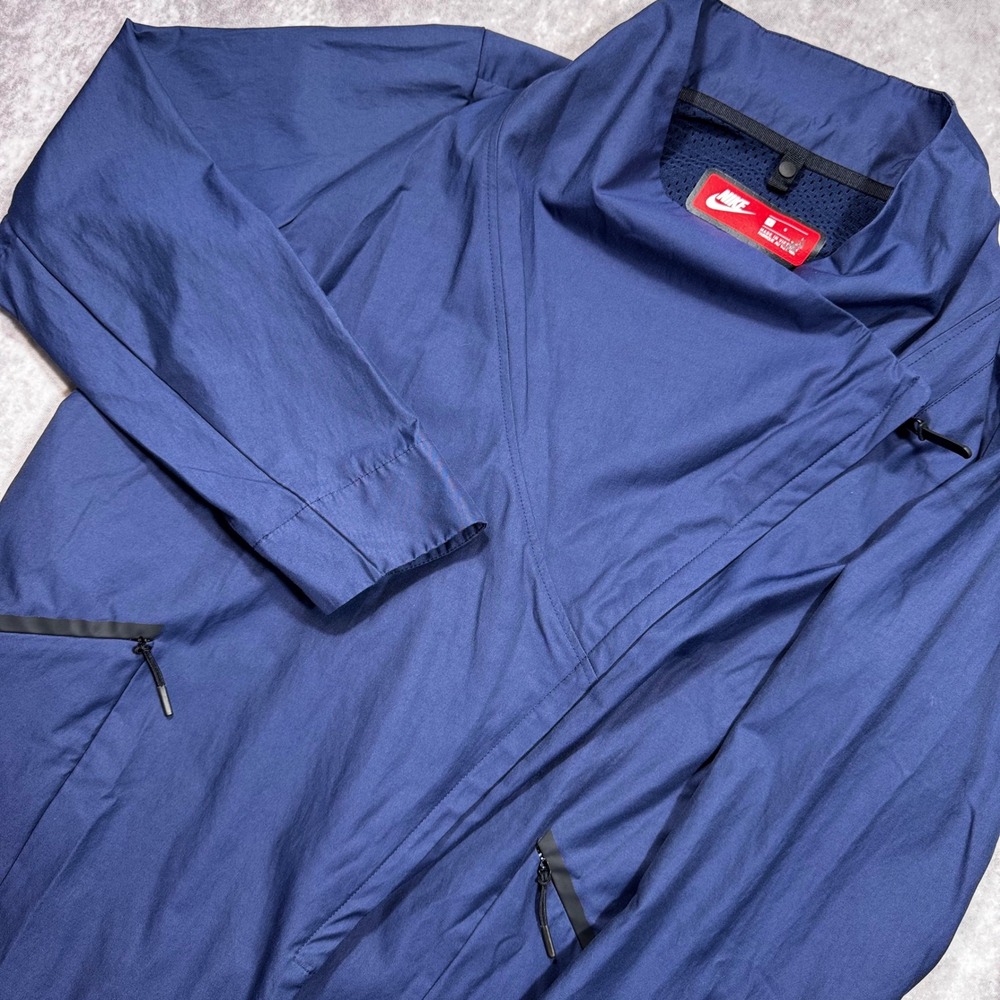 Nike Tech Pack Asymmetric Wrap Jacket Navy Blue Large Funnel Neck Coat 870